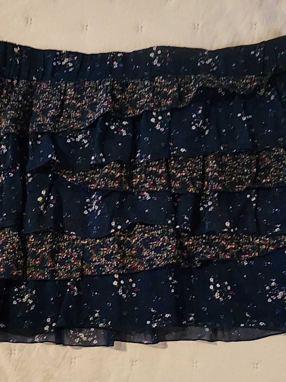 Old Navy Dark Navy Floral Ruffle Tiered Mini Skirt